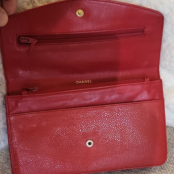 Chanel Red Caviar CC Timeless Shoulder Bag Bifold Wallet Grained Calfskin.. - Picture 10 of 16